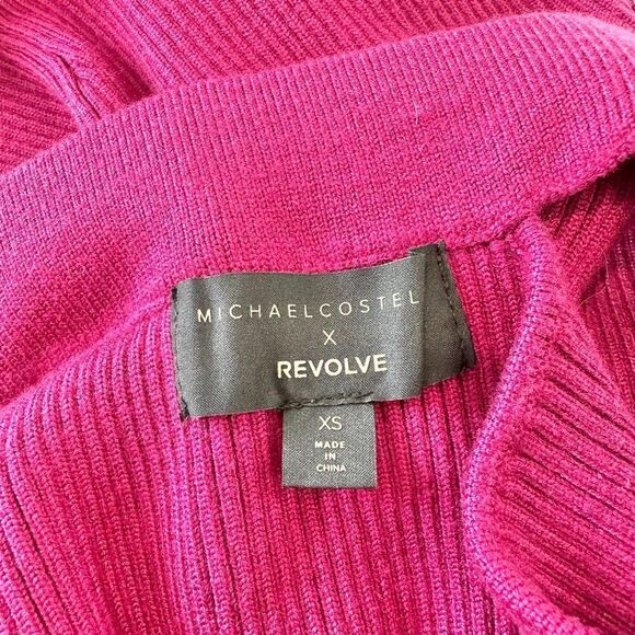 Michael Costello X Revolve Magenta One Shoulder Ribbed Body-con Mini Dress, XS - Picture 9 of 11
